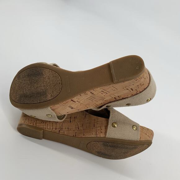 Lucky Brand Miller 2 Wedge Open Toe Cork Sandals Size 6.5 M Womens Cream Beige - Picture 8 of 9